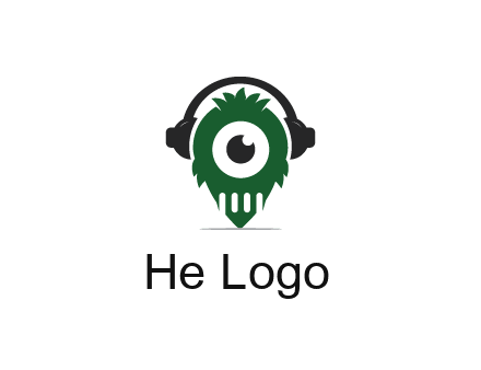 alien with one eye wearing headphones logo
