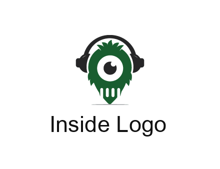 alien with one eye wearing headphones logo