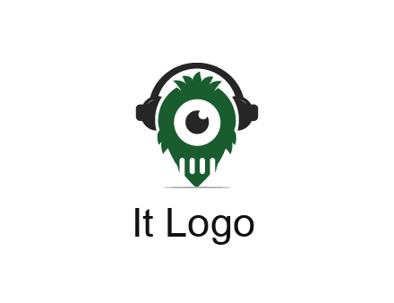 alien with one eye wearing headphones logo