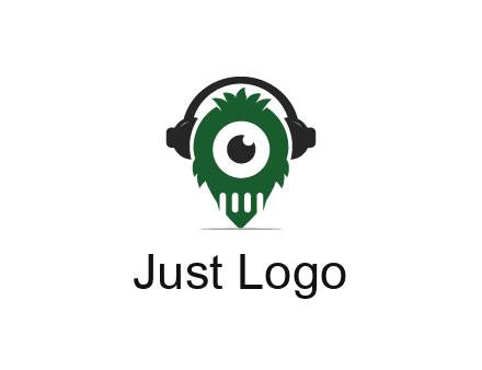 alien with one eye wearing headphones logo