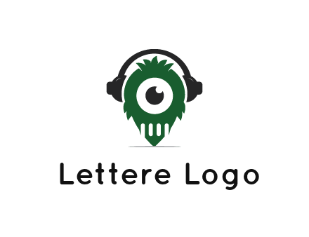alien with one eye wearing headphones logo