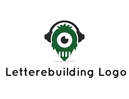 alien with one eye wearing headphones logo