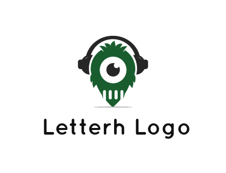 alien with one eye wearing headphones logo