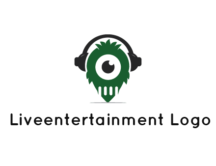 alien with one eye wearing headphones logo