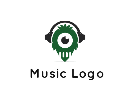 alien with one eye wearing headphones logo