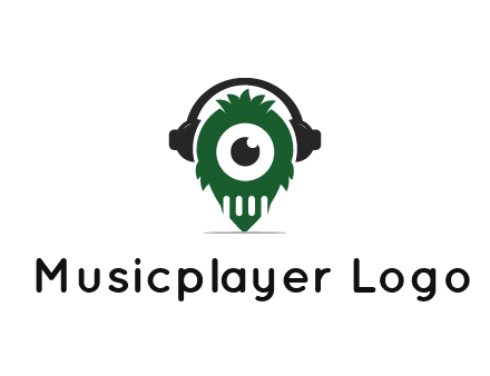 alien with one eye wearing headphones logo