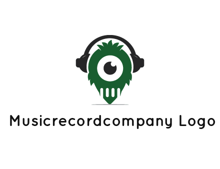 alien with one eye wearing headphones logo
