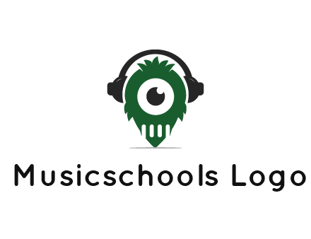 alien with one eye wearing headphones logo