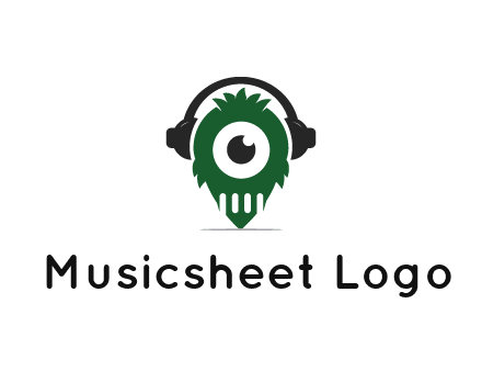 alien with one eye wearing headphones logo