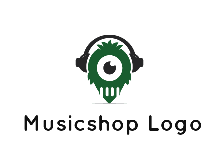 alien with one eye wearing headphones logo