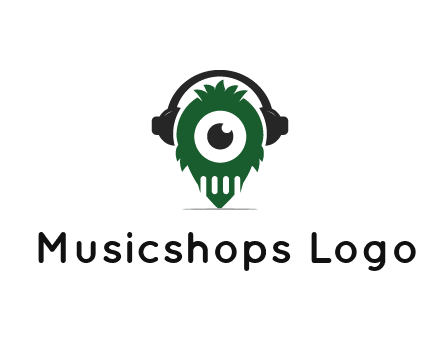 alien with one eye wearing headphones logo