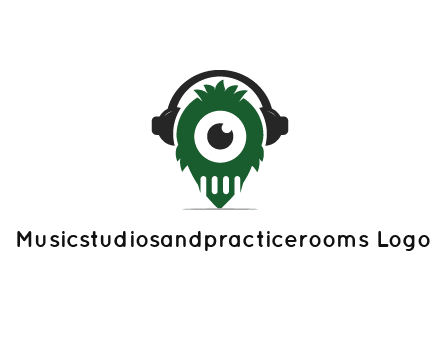 alien with one eye wearing headphones logo