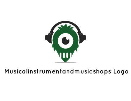 alien with one eye wearing headphones logo