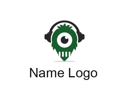 alien with one eye wearing headphones logo