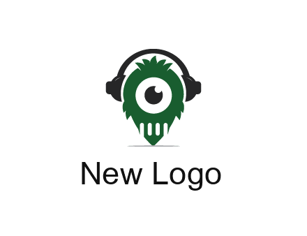 alien with one eye wearing headphones logo