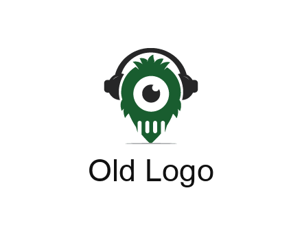 alien with one eye wearing headphones logo