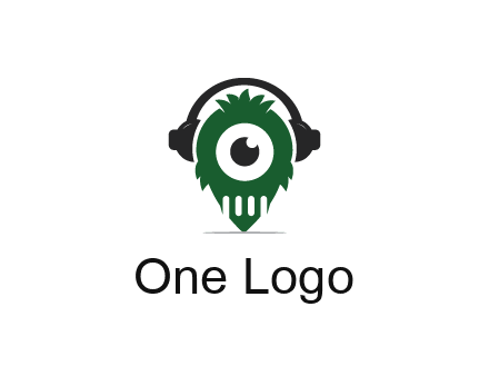 alien with one eye wearing headphones logo