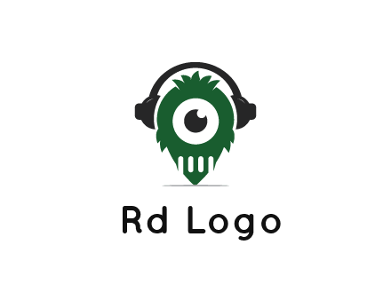 alien with one eye wearing headphones logo