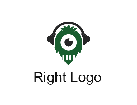 alien with one eye wearing headphones logo