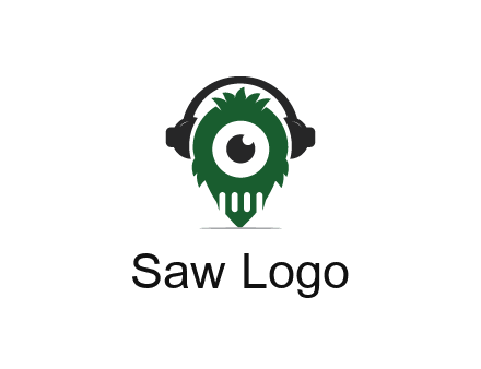 alien with one eye wearing headphones logo