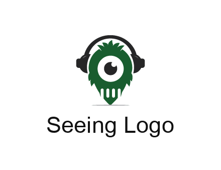 alien with one eye wearing headphones logo