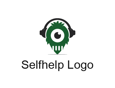 alien with one eye wearing headphones logo