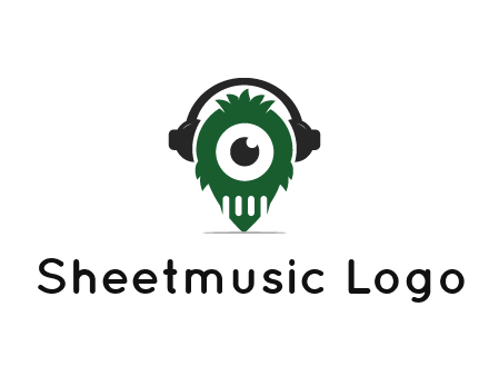 alien with one eye wearing headphones logo