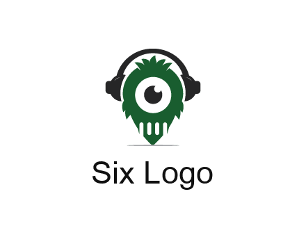 alien with one eye wearing headphones logo