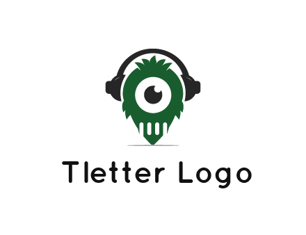 alien with one eye wearing headphones logo