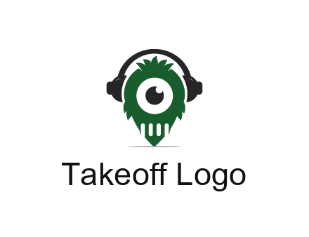 alien with one eye wearing headphones logo