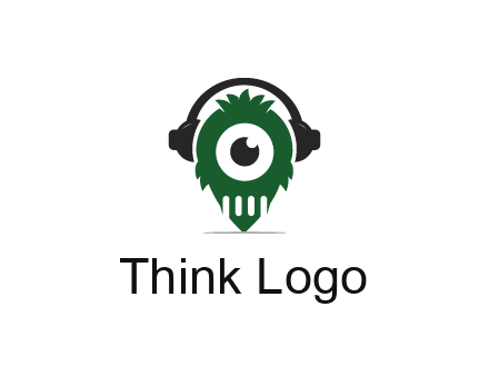 alien with one eye wearing headphones logo