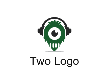 alien with one eye wearing headphones logo