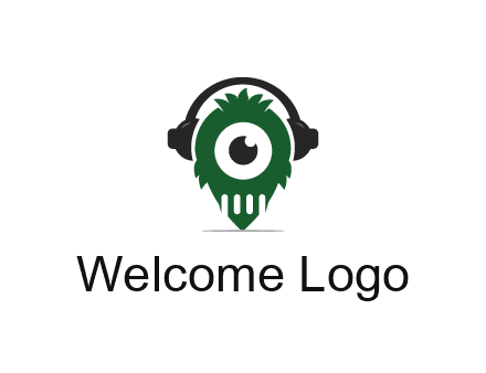 alien with one eye wearing headphones logo