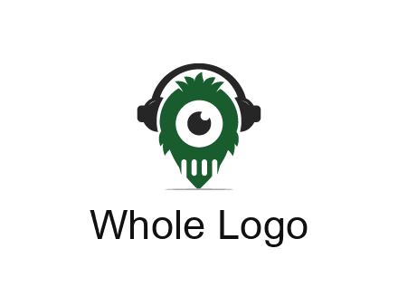 alien with one eye wearing headphones logo