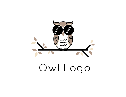 owl sitting on a branch wearing dark glasses illustration