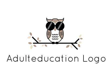 owl sitting on a branch wearing dark glasses illustration