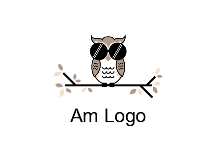 owl sitting on a branch wearing dark glasses illustration