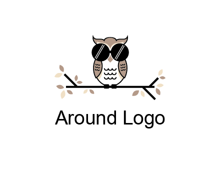 owl sitting on a branch wearing dark glasses illustration