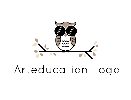 owl sitting on a branch wearing dark glasses illustration