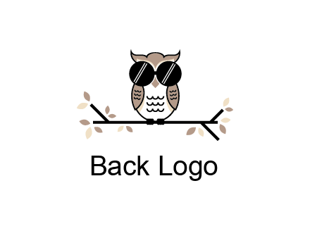 owl sitting on a branch wearing dark glasses illustration