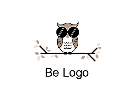 owl sitting on a branch wearing dark glasses illustration