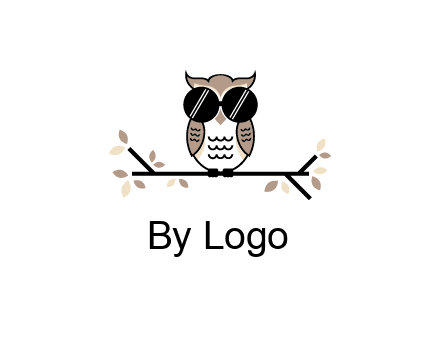 owl sitting on a branch wearing dark glasses illustration