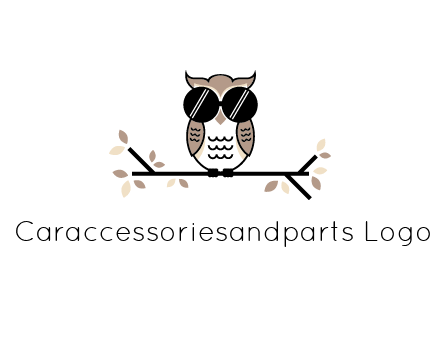 owl sitting on a branch wearing dark glasses illustration