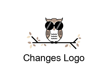 owl sitting on a branch wearing dark glasses illustration