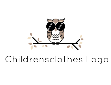 owl sitting on a branch wearing dark glasses illustration