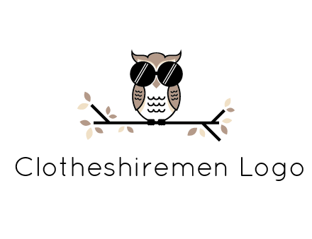 owl sitting on a branch wearing dark glasses illustration
