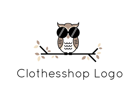 owl sitting on a branch wearing dark glasses illustration