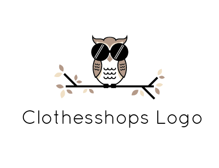 owl sitting on a branch wearing dark glasses illustration