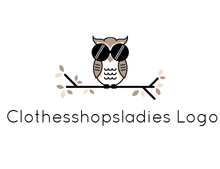 owl sitting on a branch wearing dark glasses illustration