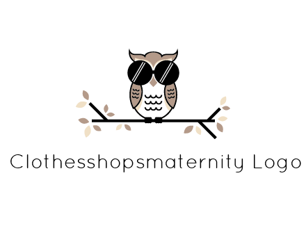 owl sitting on a branch wearing dark glasses illustration